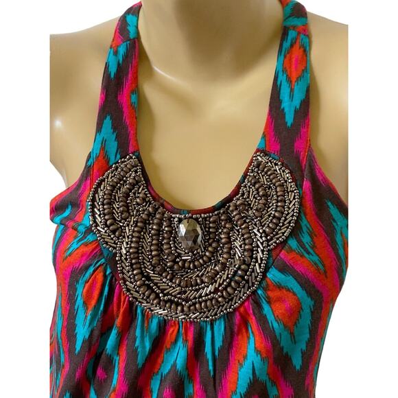 INC Petite Womens Size Small PS Beaded Sleeveless Boho Tribal Tank Top Shirt - Picture 5 of 6
